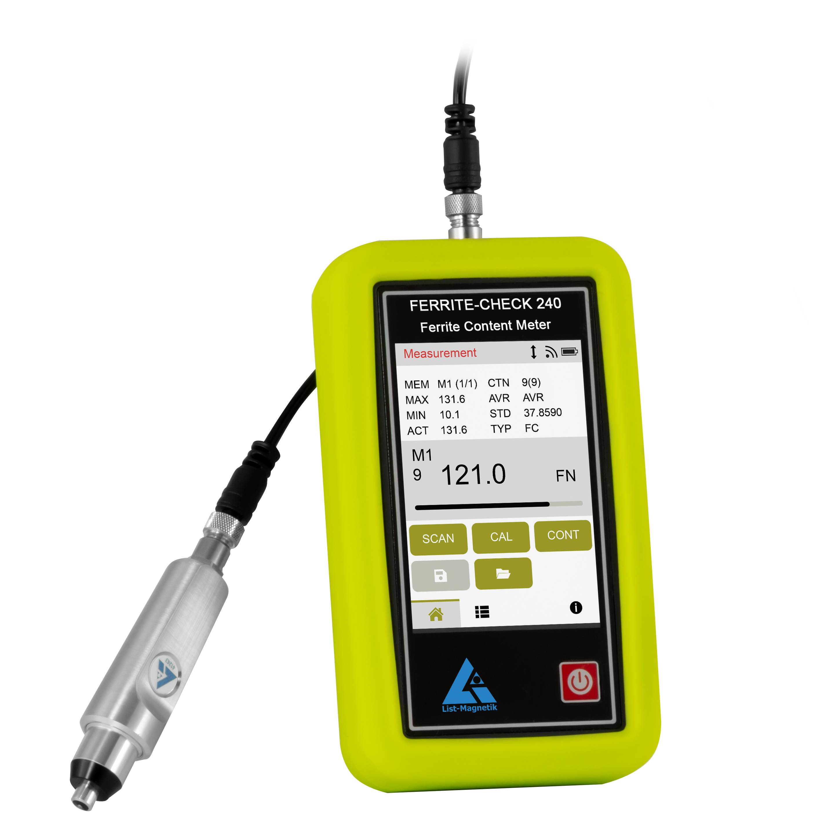 PCE Instruments Ferritgehaltsmessgerät LM-FC240 |1 … 140 FN |externe Messonde |Austenitische Stähle |Duplex Stähle