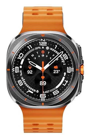 Samsung Galaxy Watch Ultra - 47 mm - titanfarben grau - intelligente Uhr mit Marineband - Gummi - Orange - Bandgröße: S/M/L - Anzeige 3.73 cm (1.5")