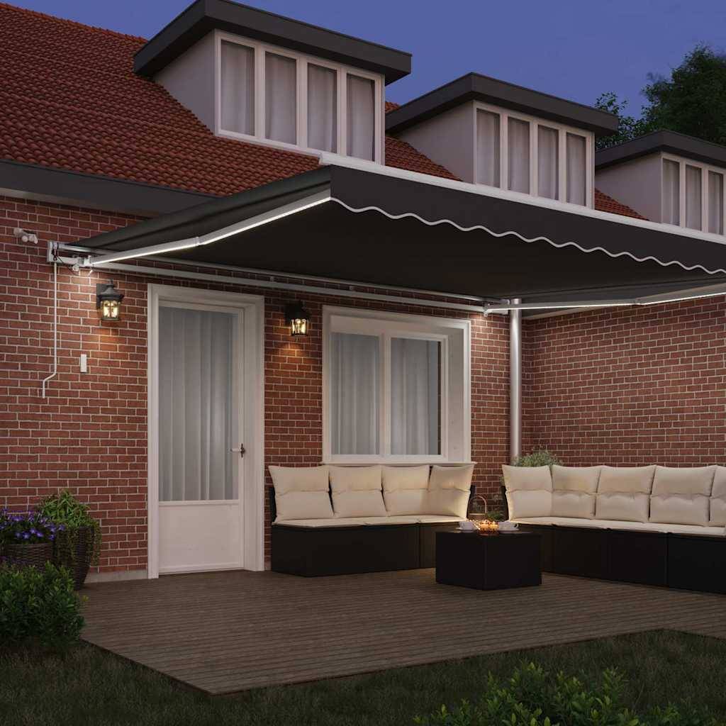 vidaXL Markisenrahmen mit LED-Lichtleisten Weiß 400 x 350 cm Aluminium
