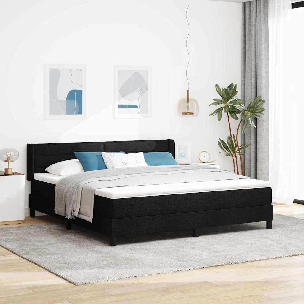 vidaXL Boxspringbett mit Kopfteil Schwarz 200 x 180 cm Stoff