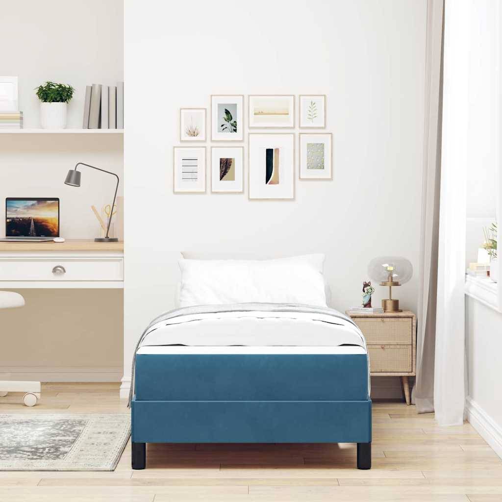 vidaXL Boxspringbett mit Matratze Dunkelblau 90 x 190 cm Stoff