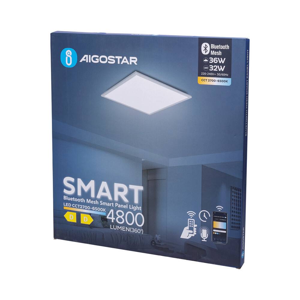 Smarte Backlit LED Panel Einlegeleuchte 60x60cm CCT 36W 2700-6500K 4800lm UGR≤22 CRI>80 L595xB595xH32,5mm