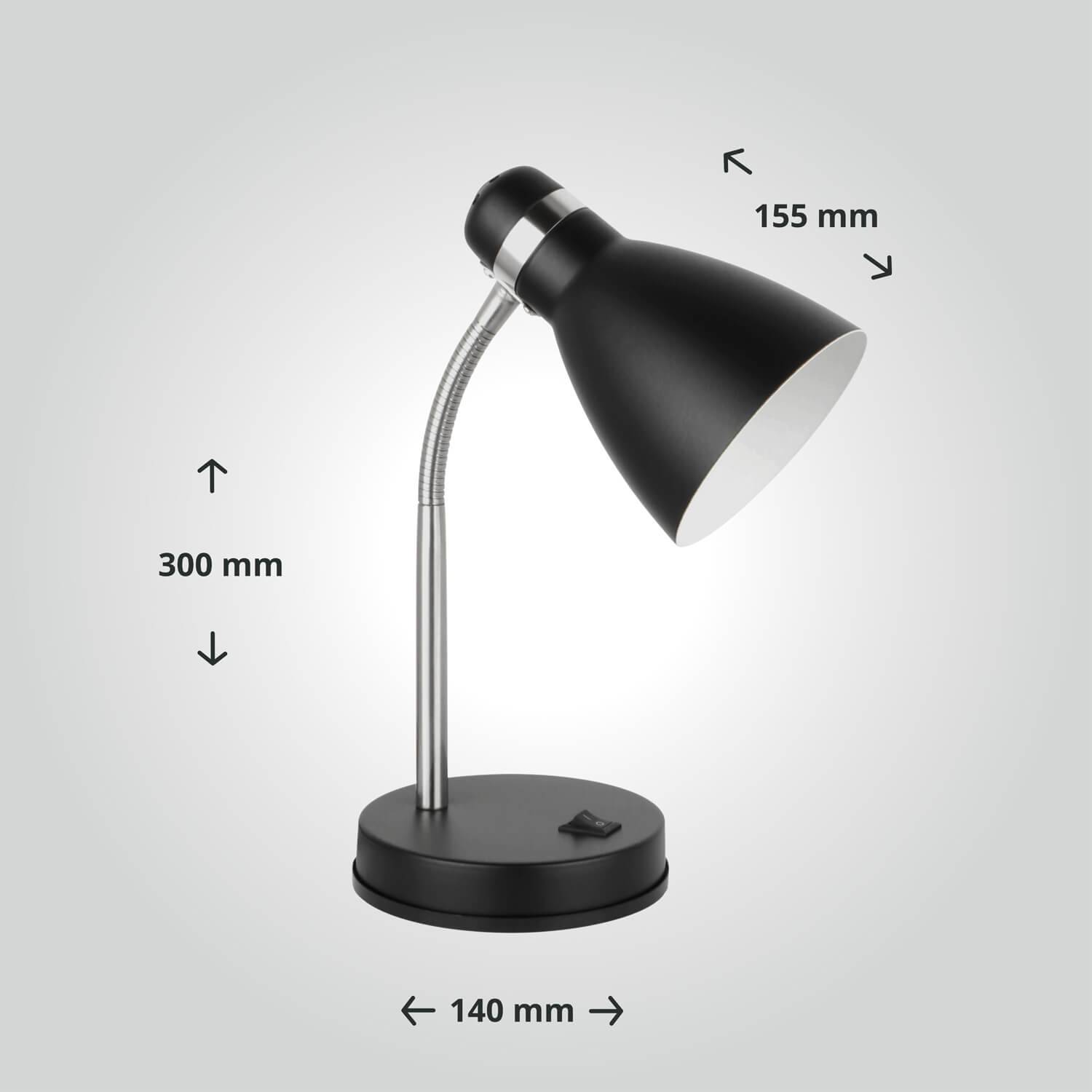 LED Universum 04891 Tischleuchte "Jasmin" matt schwarz E27 Fassung Metall verstellbar