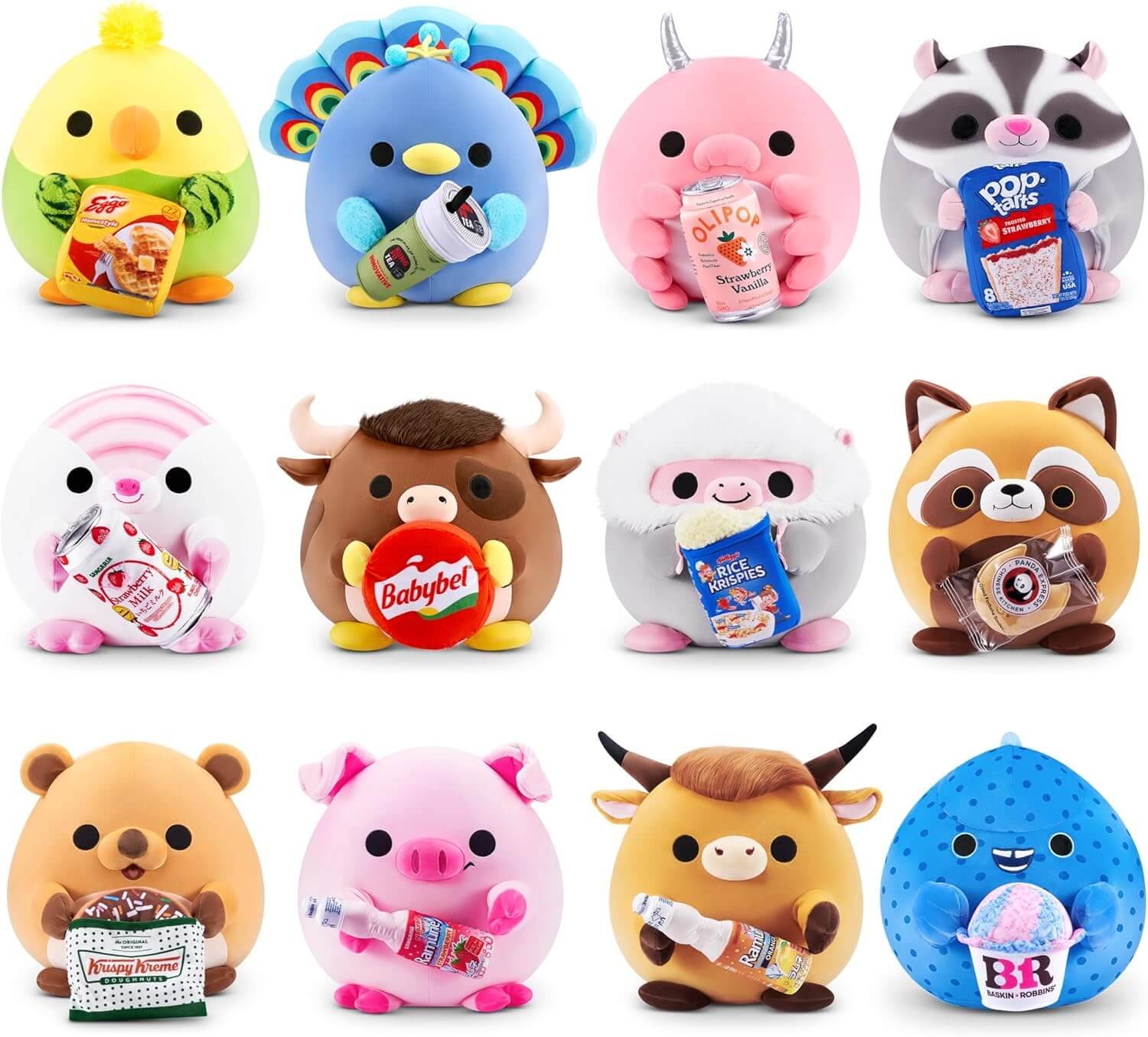 ZURU 77690V - Snackles Pfau Levi mit Kung Fu Tea Matcha, Serie 3 - Kuscheltier (20 cm)