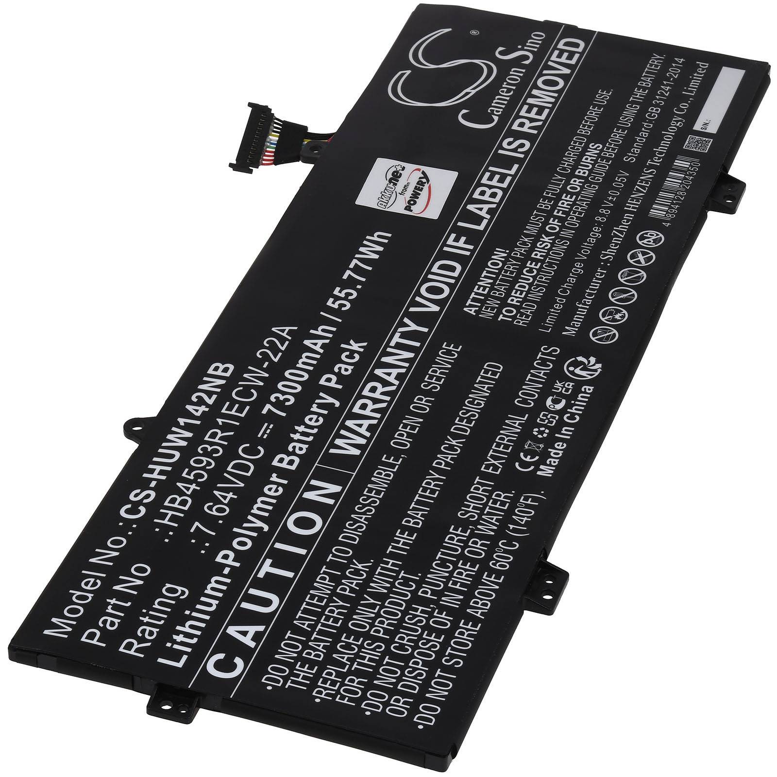 Powery Akku kompatibel mit Huawei Typ HB4593R1ECW-22A Laptop, 7,64V, Li-Polymer