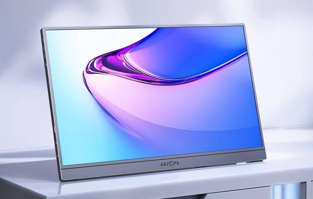 Arzopa A1S, 14,0" Portabler Monitor, 1920x1080, 60Hz, IPS, HDR, mini HDMI + USB-C, silber-grau