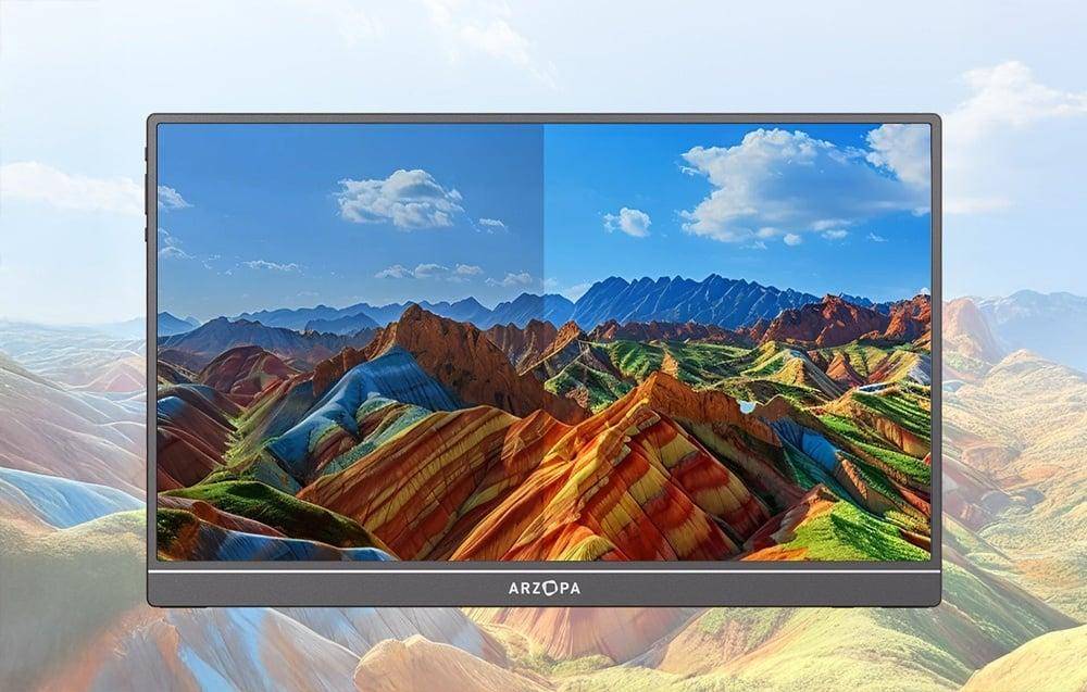 Arzopa A1S, 14,0" Portabler Monitor, 1920x1080, 60Hz, IPS, HDR, mini HDMI + USB-C, silber-grau