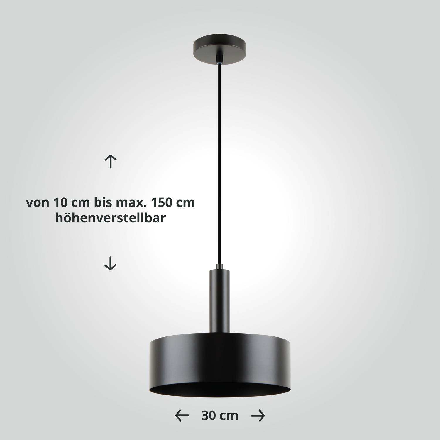 LED Universum 04897 Deckeneleuchte "Victoria" 30cm Schirm schwarz Pendel schwarz