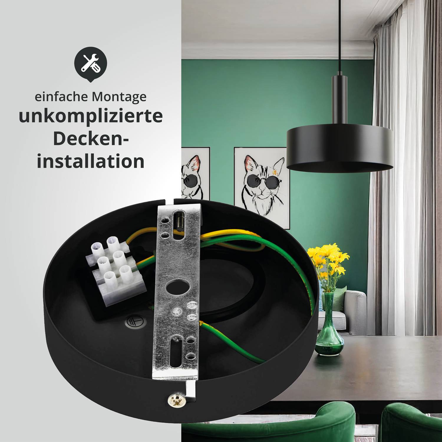 LED Universum 04897 Deckeneleuchte "Victoria" 30cm Schirm schwarz Pendel schwarz