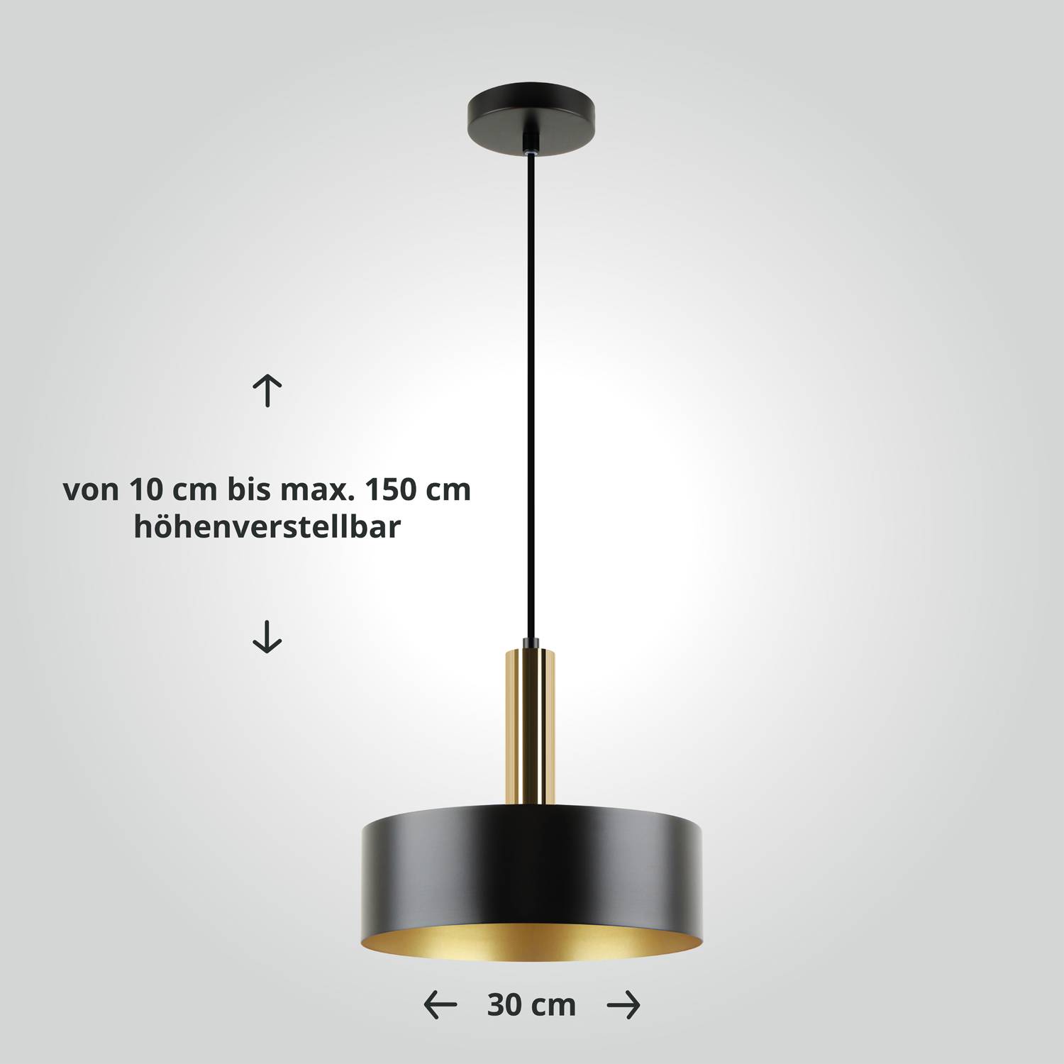 LED Universum 04901 Deckeneleuchte "Victoria" 30cm Schirm schwarz / gold Pendel gold
