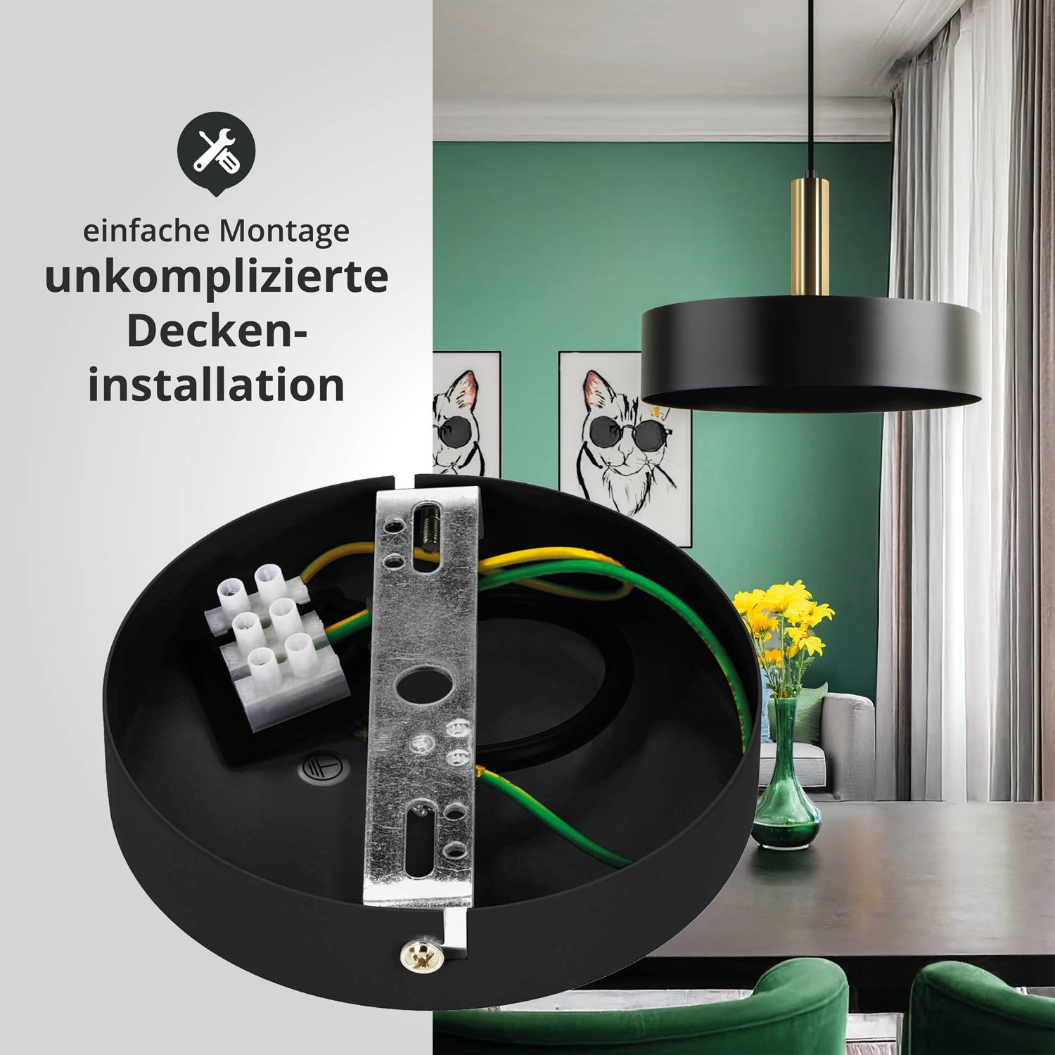 LED Universum 04905 Deckenleuchte "Victoria" 40cm Schirm schwarz Pendel gold