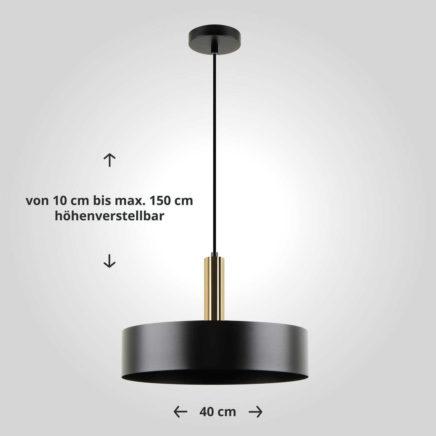 LED Universum 04905 Deckenleuchte "Victoria" 40cm Schirm schwarz Pendel gold