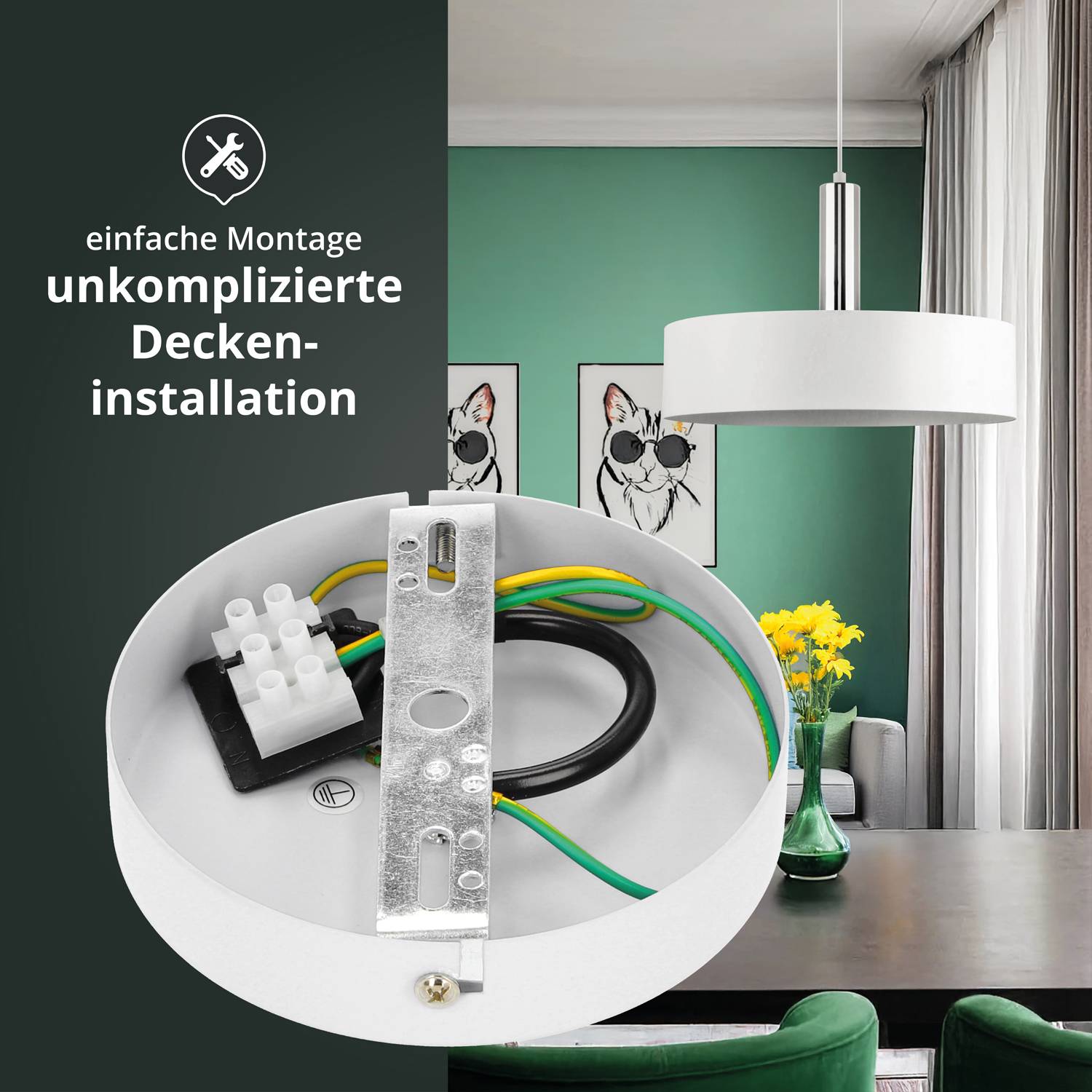 LED Universum 04906 Deckeneleuchte "Victoria" 40cm Schirm weiß Pendel silber