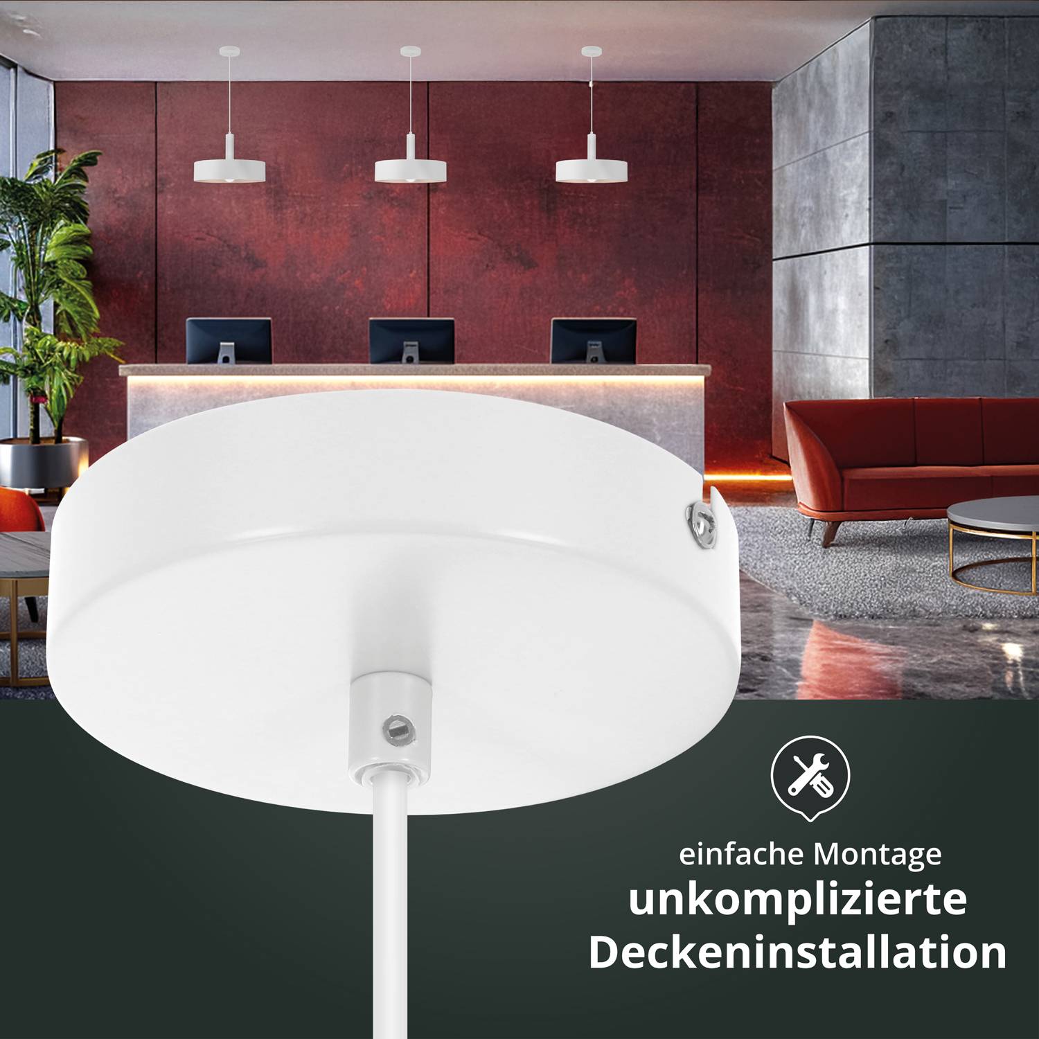 LED Universum 04904 Deckenleuchte "Victoria" 40cm Schirm weiß Pendel weiß