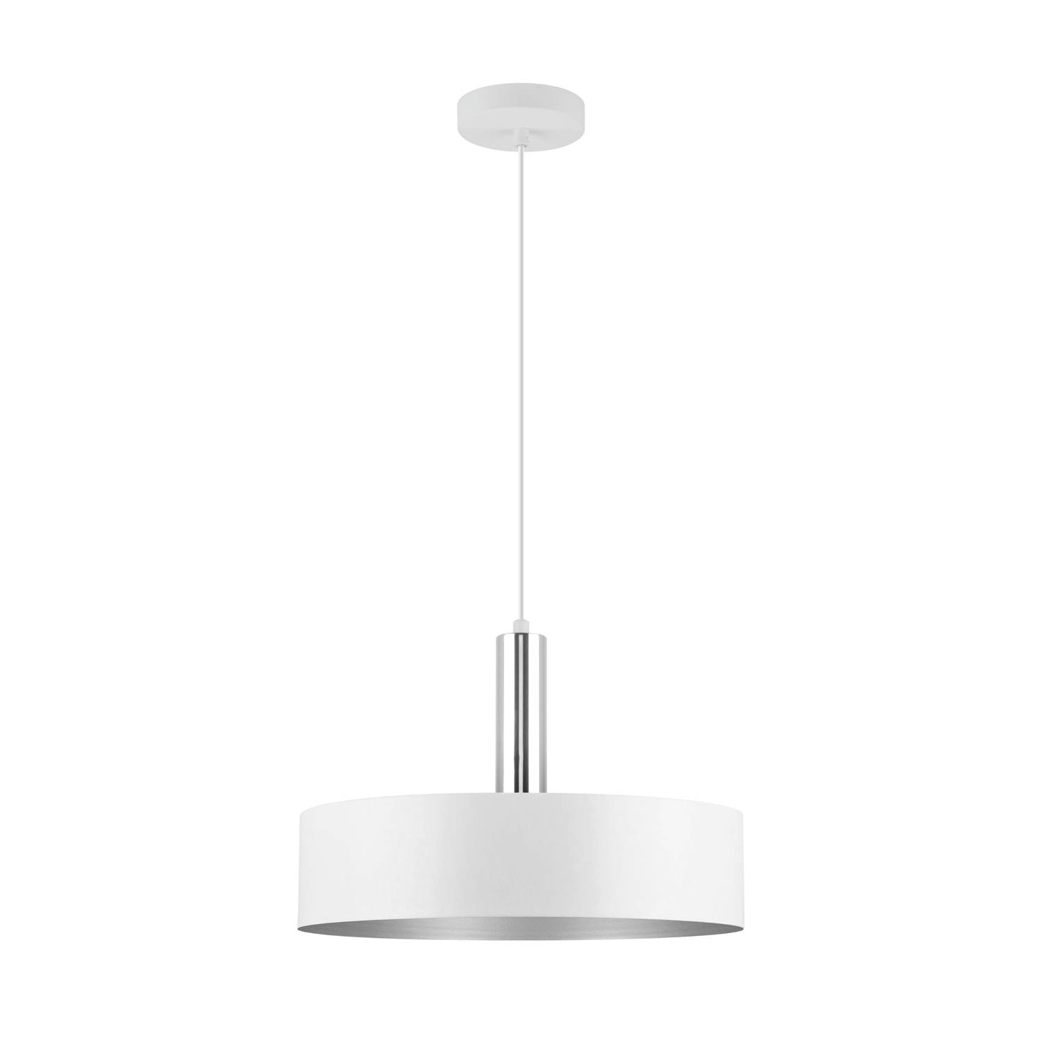 LED Universum 04908 Deckenleuchte "Victoria" 40cm Schirm weiß / silber Pendel silber