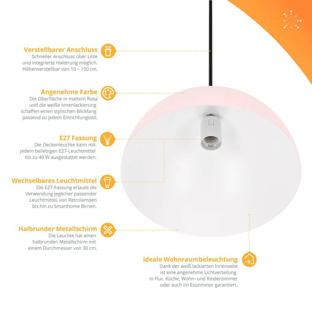 LED Universum 24302 Pendelleuchte "Jada" rosa