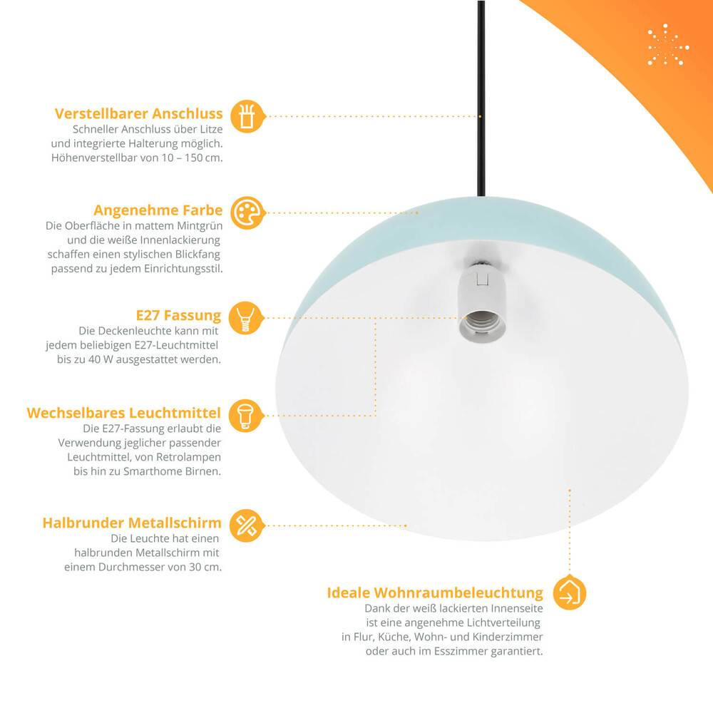 LED Universum 24304 Pendelleuchte "Jada" mint