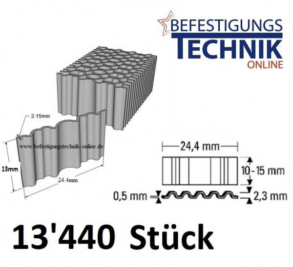 Wellennägel WN09BK 25x09mm für Wellennagler Prebena 5C-WN15SNS Bostitch CF15-1-E Tjep CO-15 13,44M