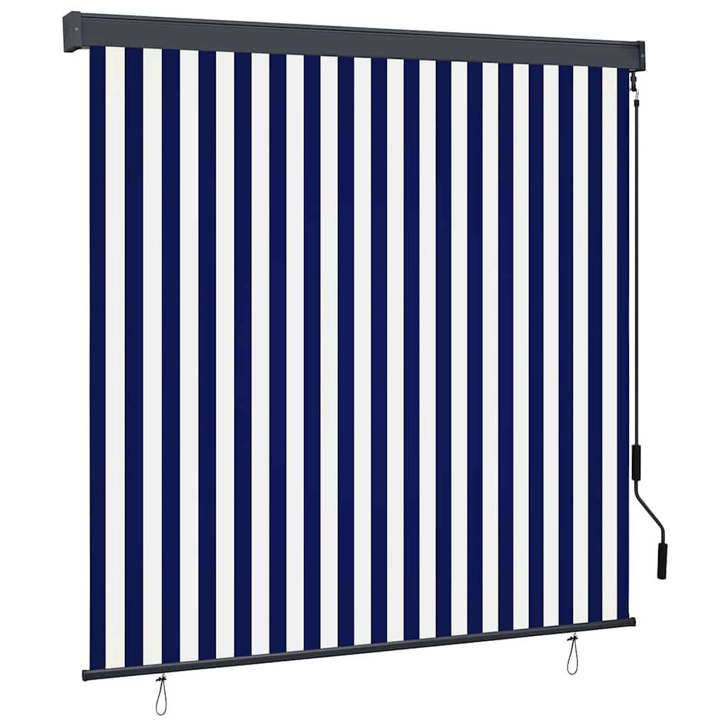vidaXL Rollo Gestreift Blau und Weiß 180 x 250 cm Stoff und Aluminium
