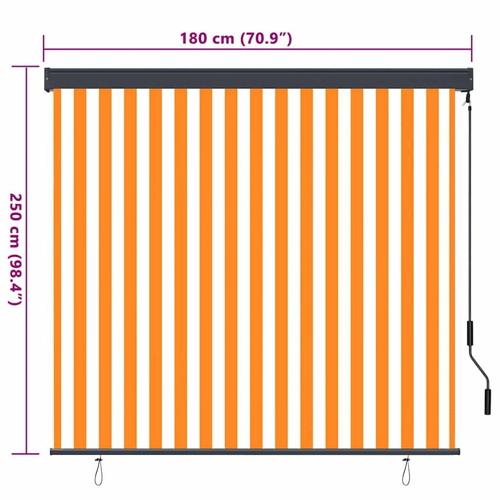 vidaXL Rollo Weiß und Orange 180 x 250 cm Stoff und Aluminium