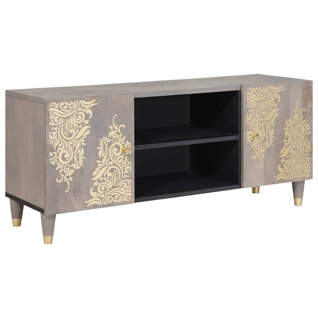 vidaXL TV-Schränk mit Regal Grau 105 x 33 x 46 cm Massivholz Mango