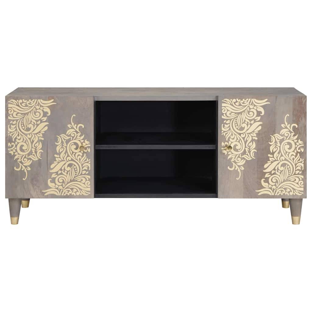 vidaXL TV-Schränk mit Regal Grau 105 x 33 x 46 cm Massivholz Mango