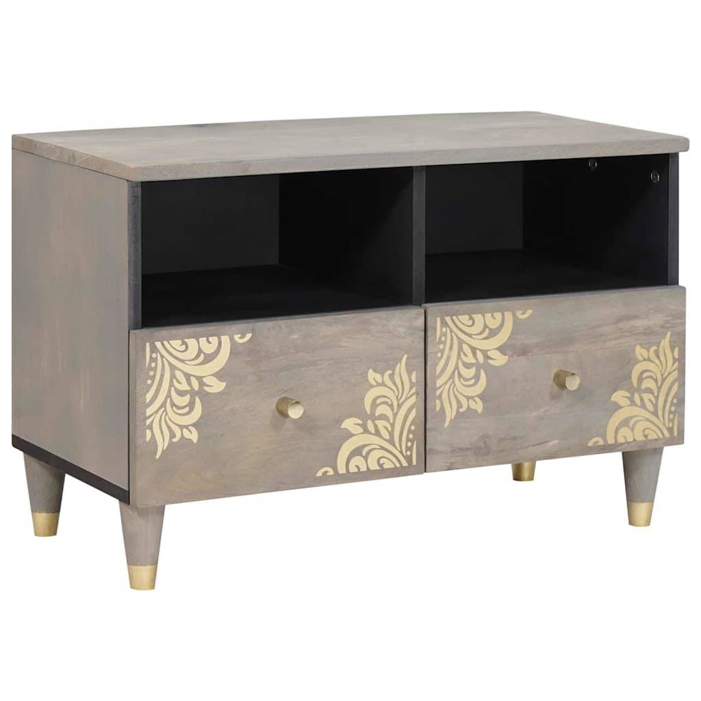 vidaXL TV-Schränk mit Schubladen Grau 70 x 33 x 46 cm Massivholz Mango