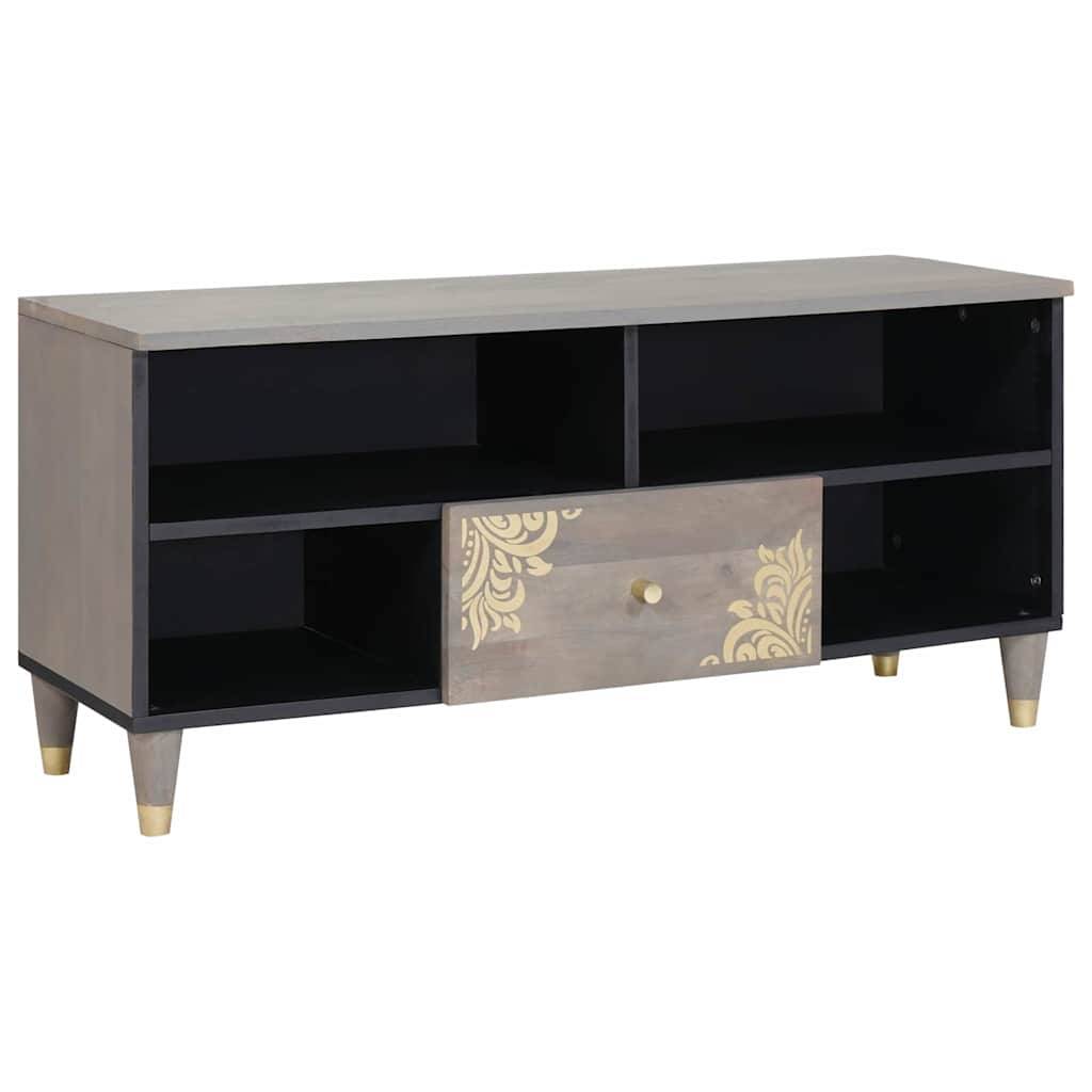 vidaXL TV-Schränk mit Regal Grau 100 x 33 x 46 cm Massivholz Mango