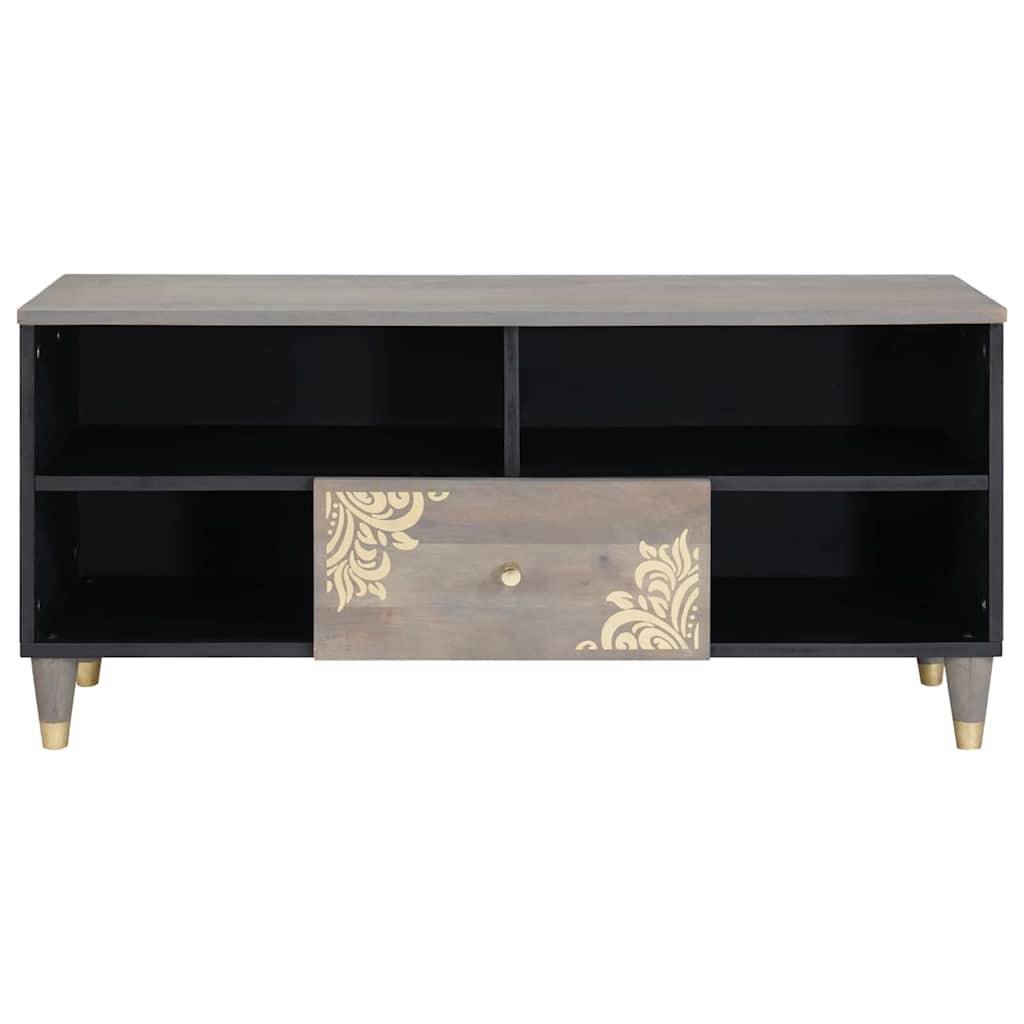 vidaXL TV-Schränk mit Regal Grau 100 x 33 x 46 cm Massivholz Mango