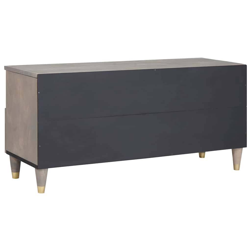 vidaXL TV-Schränk mit Regal Grau 100 x 33 x 46 cm Massivholz Mango