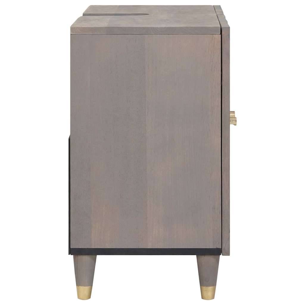 vidaXL Waschbeckenunterschrank Grau 62 x 33 x 58 cm Massivholz Mango