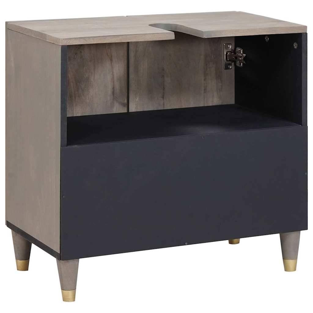 vidaXL Waschbeckenunterschrank Grau 62 x 33 x 58 cm Massivholz Mango