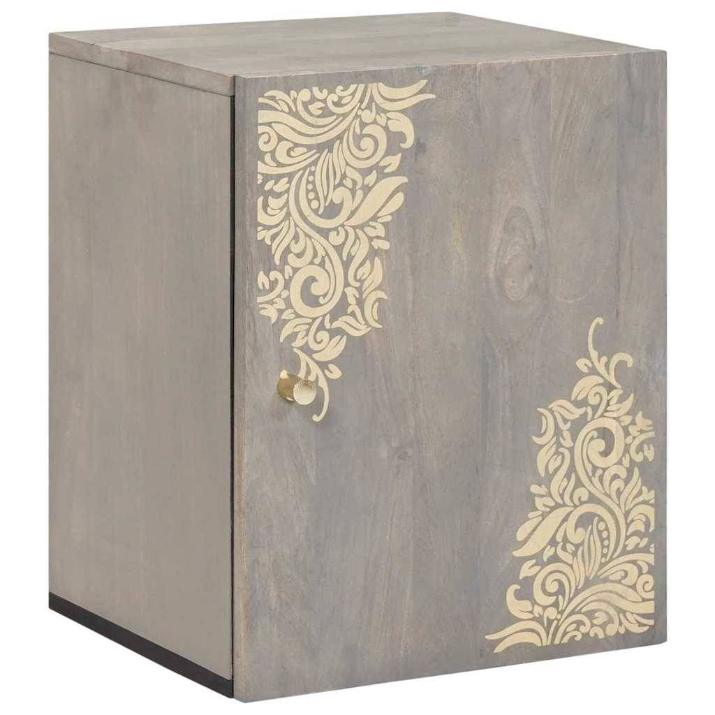 vidaXL Wandschrank Wandmontiert Grau 38 x 33 x 48 cm Massivholz Mango