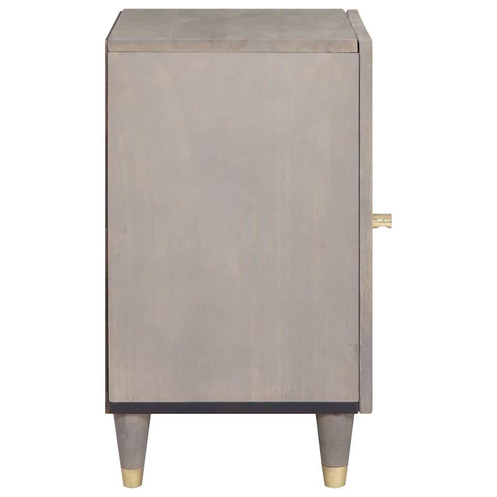 vidaXL Badezimmerschrank mit Tür Grau 38 x 33 x 58 cm Massivholz Mango
