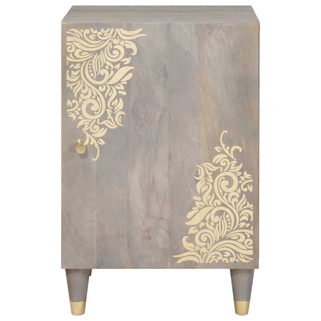 vidaXL Badezimmerschrank mit Tür Grau 38 x 33 x 58 cm Massivholz Mango