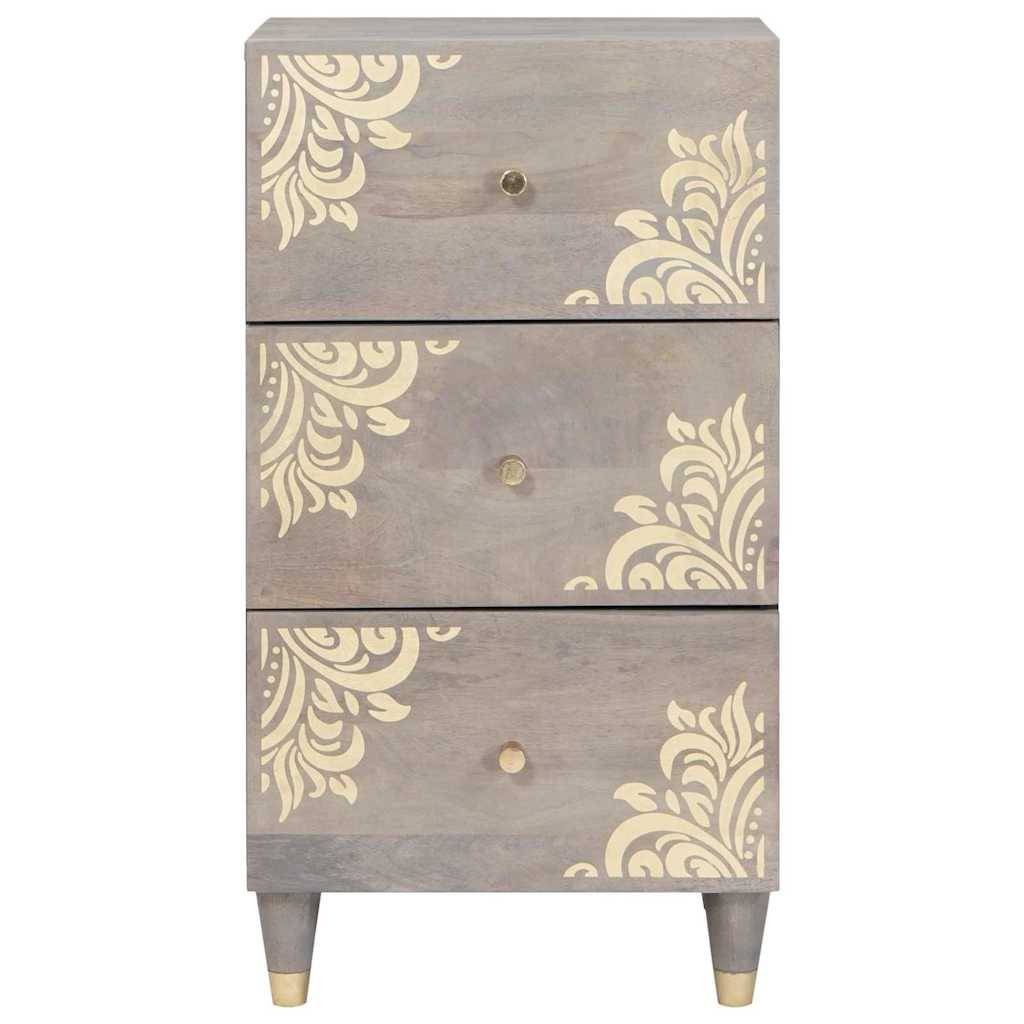 vidaXL Sideboard Grau und Gold 40 x 33 x 75 cm Massivholz Mango