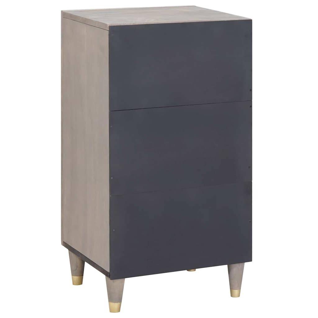 vidaXL Sideboard Grau und Gold 40 x 33 x 75 cm Massivholz Mango