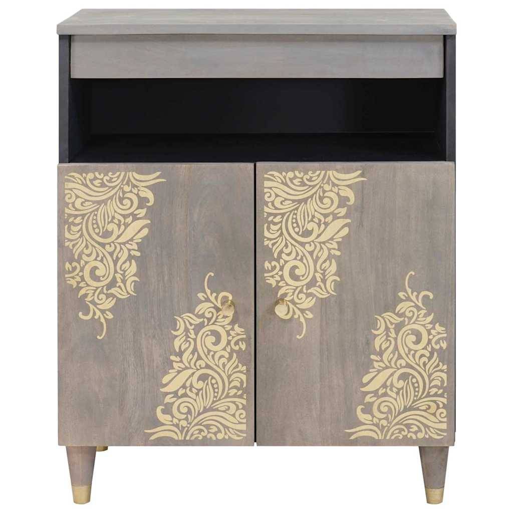 vidaXL Sideboard Grau und Gold 60 x 33 x 75 cm Massivholz Mango