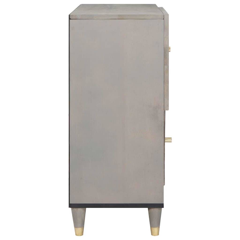 vidaXL Sideboard Grau und Gold 80 x 33 x 75 cm Massivholz Mango