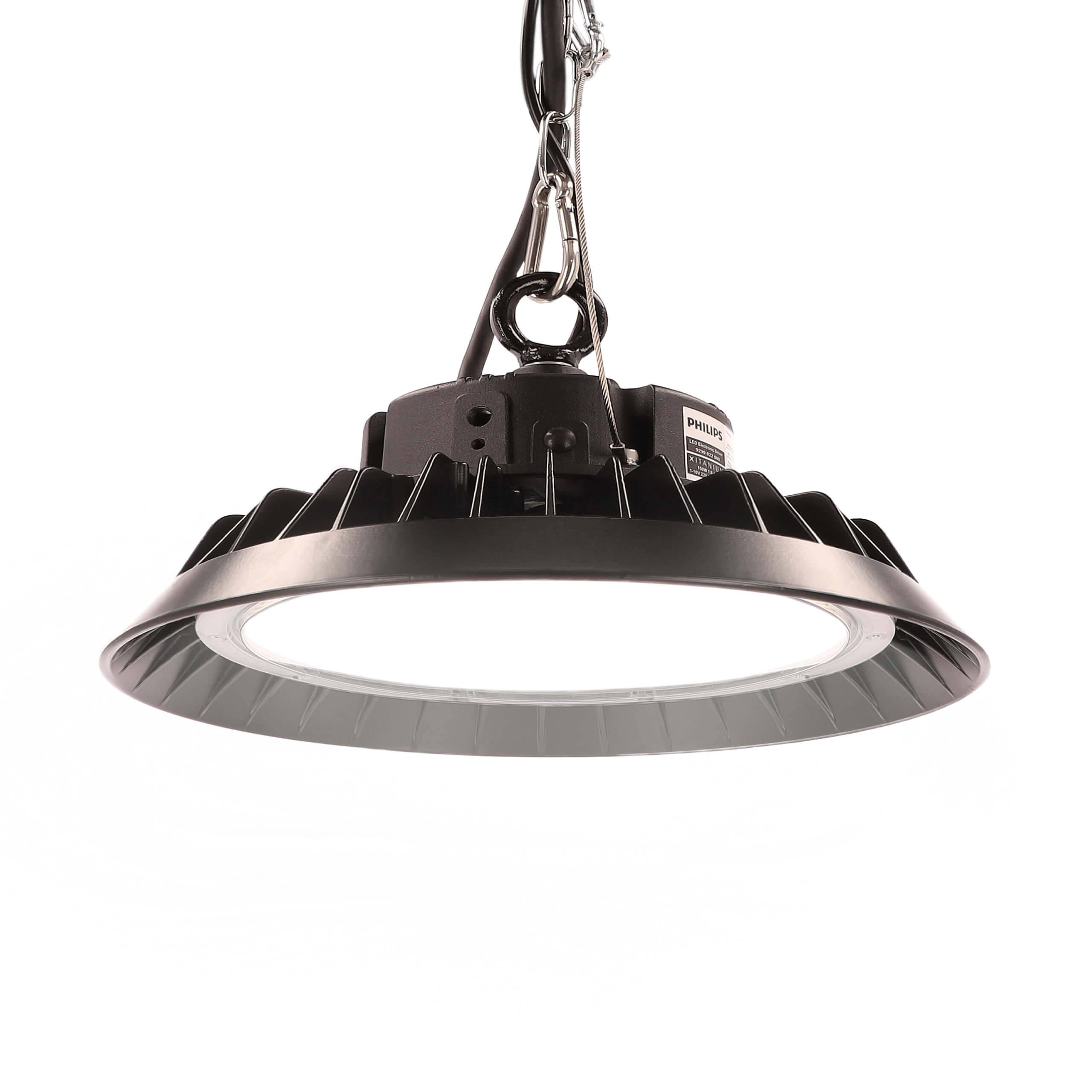 LED Universum LED Hallenstrahler UFO High Bay Strahler 150W neutralweiß 4000K 22500lm mit Philips-Netzteil dimmbar Ø283xH128mm