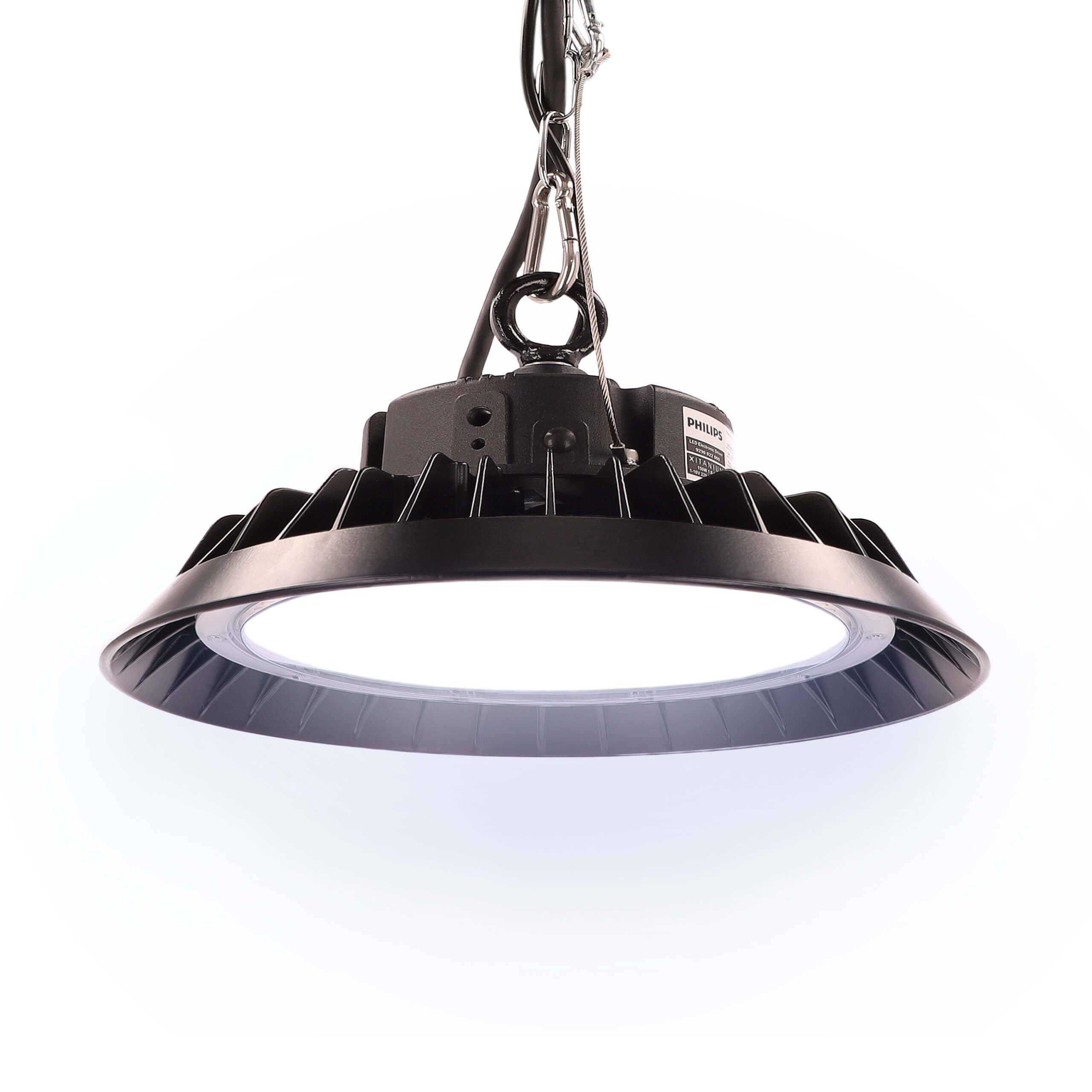 LED Universum LED Hallenstrahler UFO High Bay Strahler 150W kaltweiß 6000K 22500lm mit Philips-Netzteil dimmbar Ø283xH128mm