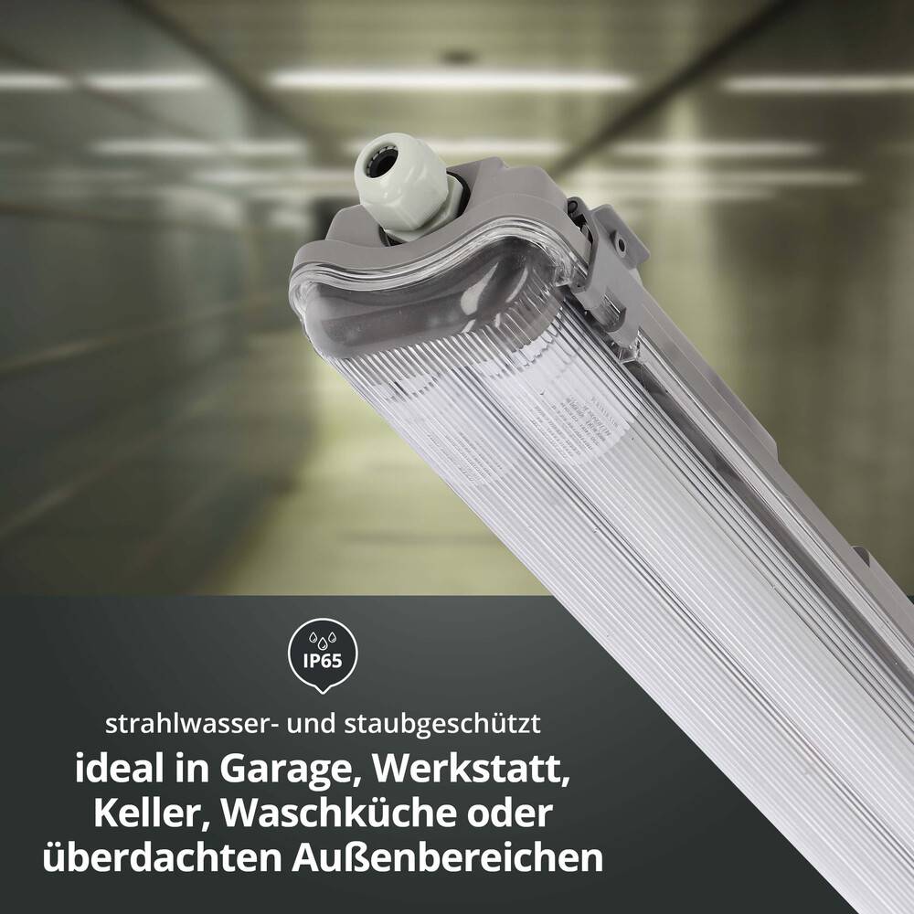 LED Universum Feuchtraum-Wannenleuchte 150cm mit 2x T8 LED-Röhre 44W 4000K 5280lm IP65 L1576xB94xH55mm