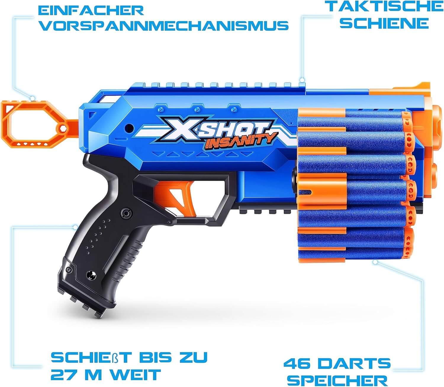 ZURU 36652; 36899 - X-Shot Insanity Manic Blaster mit 24 Darts - 2er Set