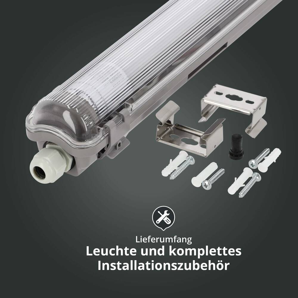 LED Universum Feuchtraum-Wannenleuchte 150cm mit T8 LED-Röhre 22W 6500K 2640lm IP65 L1576xB68xH55mm
