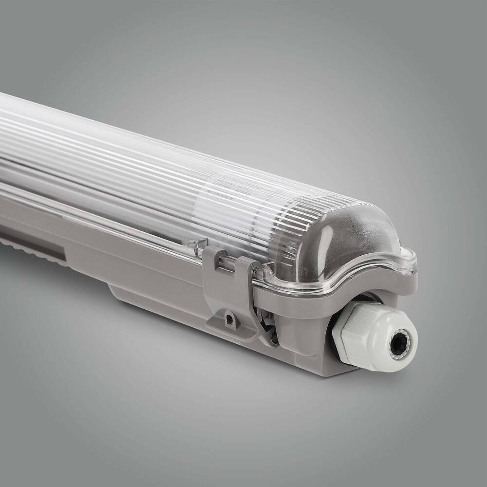 LED Universum Feuchtraum-Wannenleuchte 60cm mit T8 LED-Röhre 9W 4000K 1080lm IP65 L666xB68xH58mm