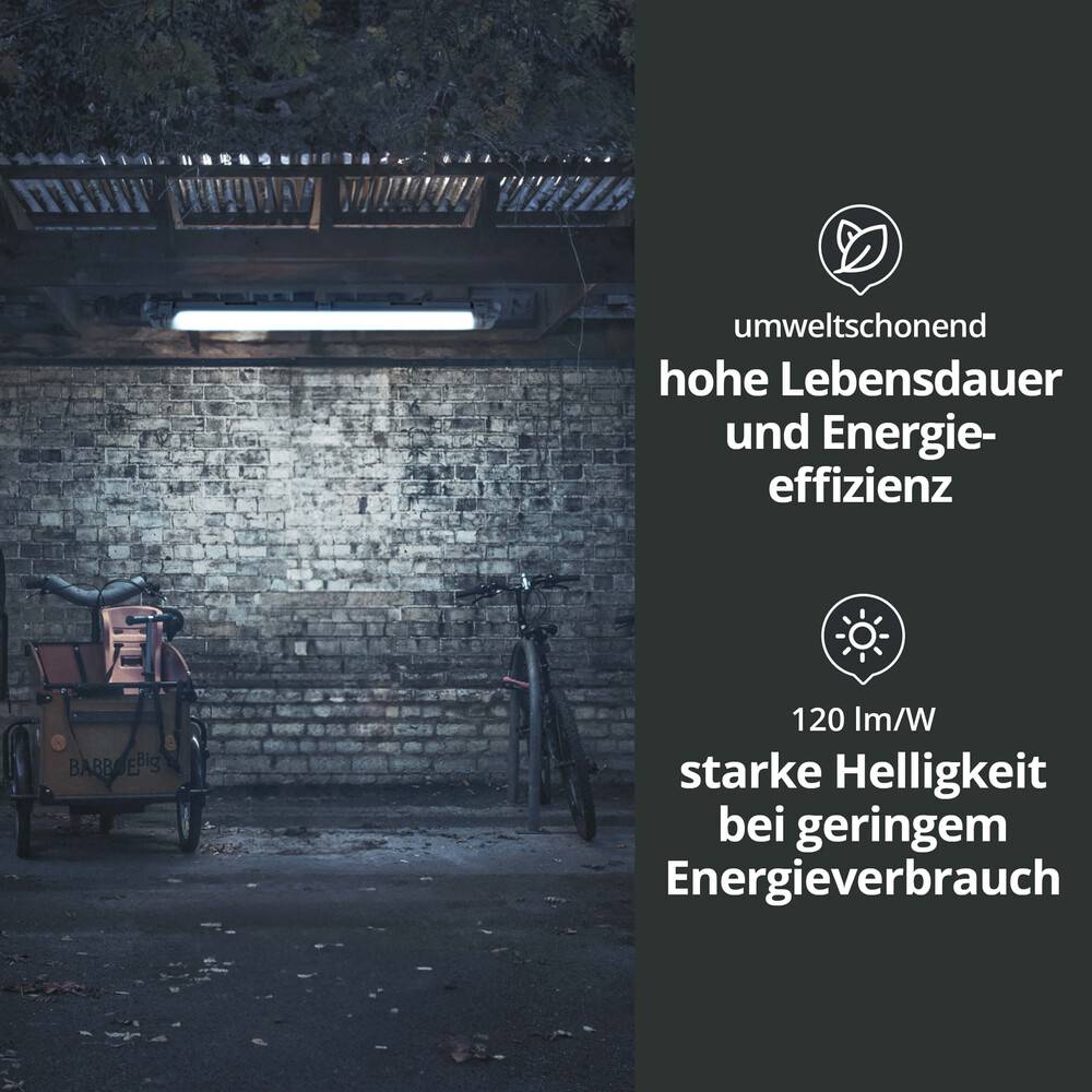 LED Universum Feuchtraum-Wannenleuchte 150cm mit T8 LED-Röhre 22W 6500K 2640lm IP65 L1576xB68xH55mm