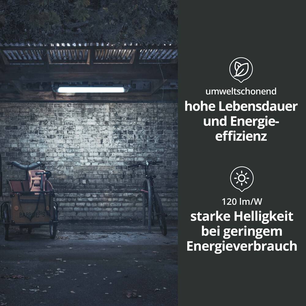 LED Universum Feuchtraum-Wannenleuchte 60cm mit 2x T8 LED-Röhre 18W 6500K 2160lm IP65 L666xB94xH55mm