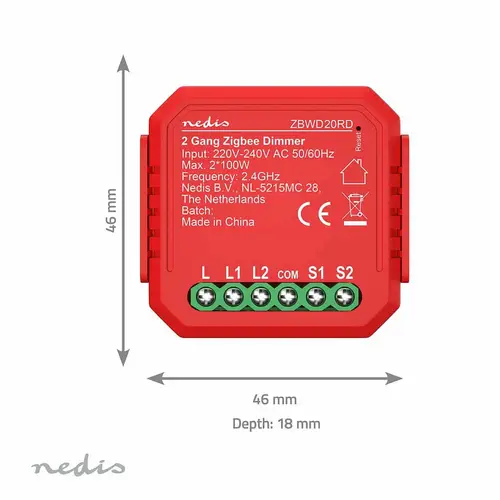 NEDIS Power Switch SmartLife, Einbaumodul, Doppelter Triac-Dimmer NEDIS Power Switch SmartLife, Einbaumodul, Doppelter Triac-Dimmer