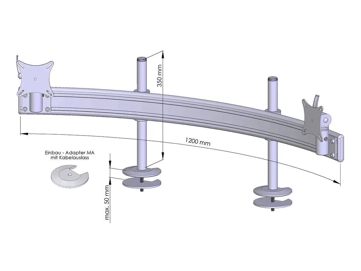 Para System Monitorhalterung für 2 Monitore Einbauadapter mit Kabelauslass (MA) 2er - 25&#039;&#039;-32&#039;&#039;