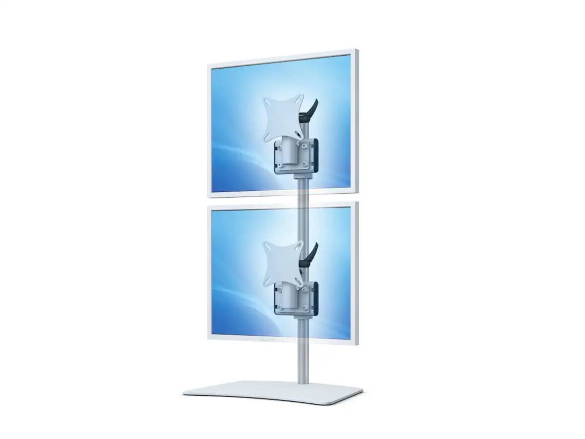 Flat-System Monitorhalter für 2 Monitore mit Tisch-Stand-Fuß 1+1 - 17''-24''